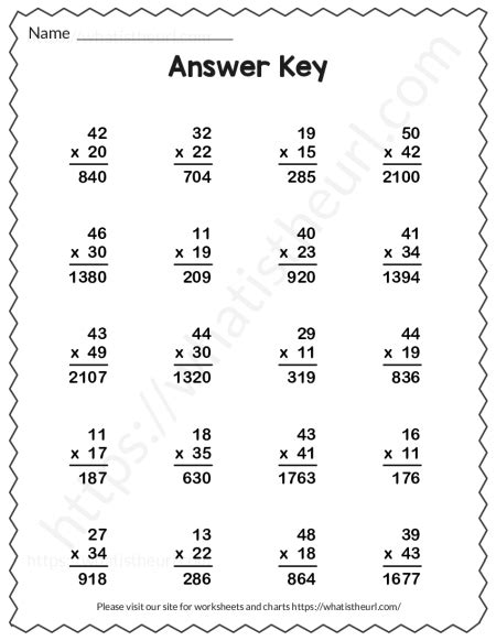 Multiplication Worksheets with Answer Key .